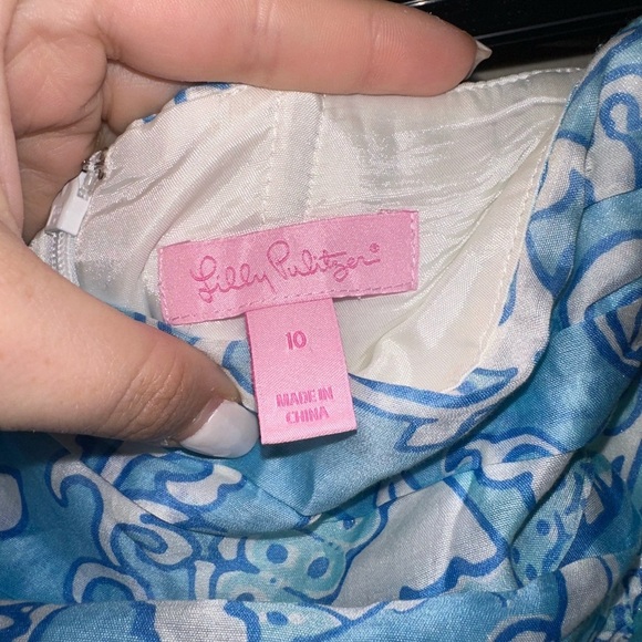 Lilly Pulitzer Strapless Blue and White Silk blend Dress 10 formal wedding - Picture 4 of 13
